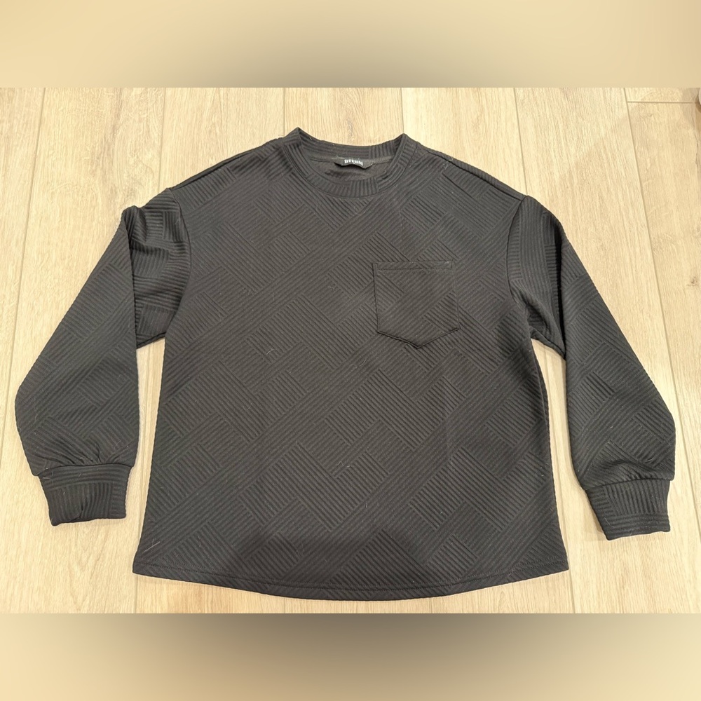 BTFBM - Women’s Black Textured Long Sleeve Crewneck Sweater - Size S - NWOT